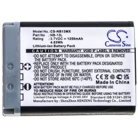 DRAWBELL Battery for C'anon PowerShot G5X M2,PowerShot G9X M2,PowerShot SX620HS,PowerShot SX730HS,PowerShot SX740HS,Part NO NB-13L (1250mAh/3.7V)