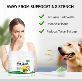 Dog Dental Powder - Large Capacity 3.53 Ounce Dog Teeth Cleaning Powder for Fresh Breath - Dog Dental Care - Improve Oral & Gastrointestinal Health - Suitable for Large, Medium & Small Dogs