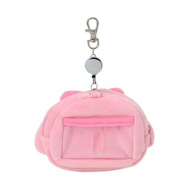 Sanrio 293814 My Melody Face Shape Pass Case & Pouch, Cotton, PVC, Steel, Polyester, Periody, Includes Reel, Storage for Small Items, Ages 15 and Up