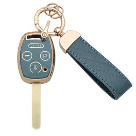 Key Fob Cover Compatible with Accord,Civic, CR-V, Pilot Durable Key Fob Cover for Smart Key 4-Button Remote Control,Grey