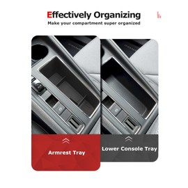 ASZSK Storage compartment in the centre console for Skoda Enyaq iV 2021-2024 2025, shelf in the armrest, with non-slip floor padding, newly upgraded perfect storage space