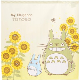 Noren Kobo Tonari no Totoro Four Seasons and Plants Totoro Curtain Tapestry, Width 85 x Height 90 cm, Divider, Stylish Short Size, Sunflower and Totoro 11232