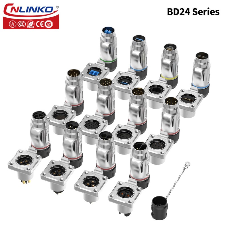 CNLINKO BD-24 4-Pin Industrial Waterproof Plug, IP68 Bullet Plug, Carbide