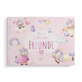 MeinBaby123® Friendship Book for Children, Friendship Book, Nursery Friendship Book, School Friendship Book for Girls, Friendship Album, Gift for Girls - Unicorn Album