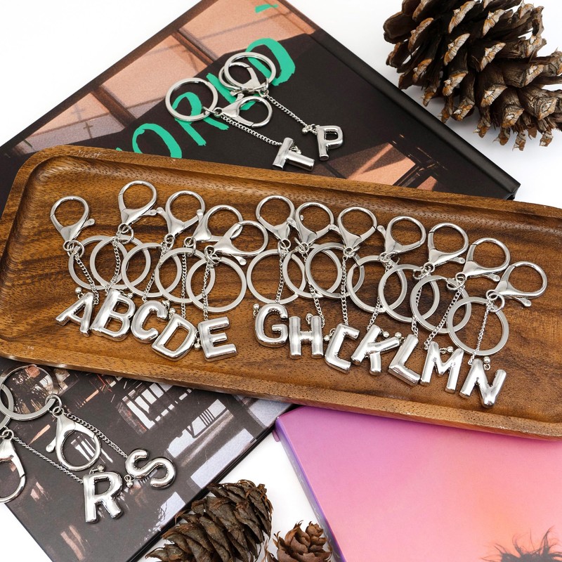 Yeeyeow Gold/Silver Initial Letter A-Z Keychain for Women, Bag Purse