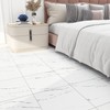 FunStick Peel and Stick Floor Tile White Marble Vinyl Flooring