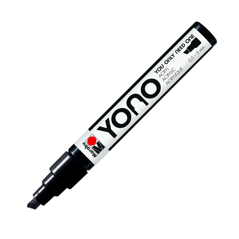 Marabu 12400102073 Yono Marker, Black 073, Versatile Acrylic Pen with