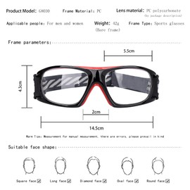 SooGree Sport Goggles Basketball Soccer Football Sports Protective Eyewear Goggles Eye Safety Glasses Men Women Racquetball Goggles Lens Replaceable (Black Frame Red Pad)