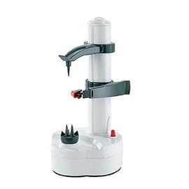 Electric Peeler Automatic Rotating Potato Apple Fruit Vegetable Peeling Machine Stainless Steel Kitchen Peeler Tool (White)