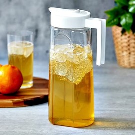 Amazing Abby - Slim - Tritan Pitcher (64 oz), Unbreakable Plastic Water Pitcher with Lid, BPA-Free, Heat-Resistant, Dishwasher-Safe, Great for Both Iced and Hot Drinks, Indoors and Outdoors, White