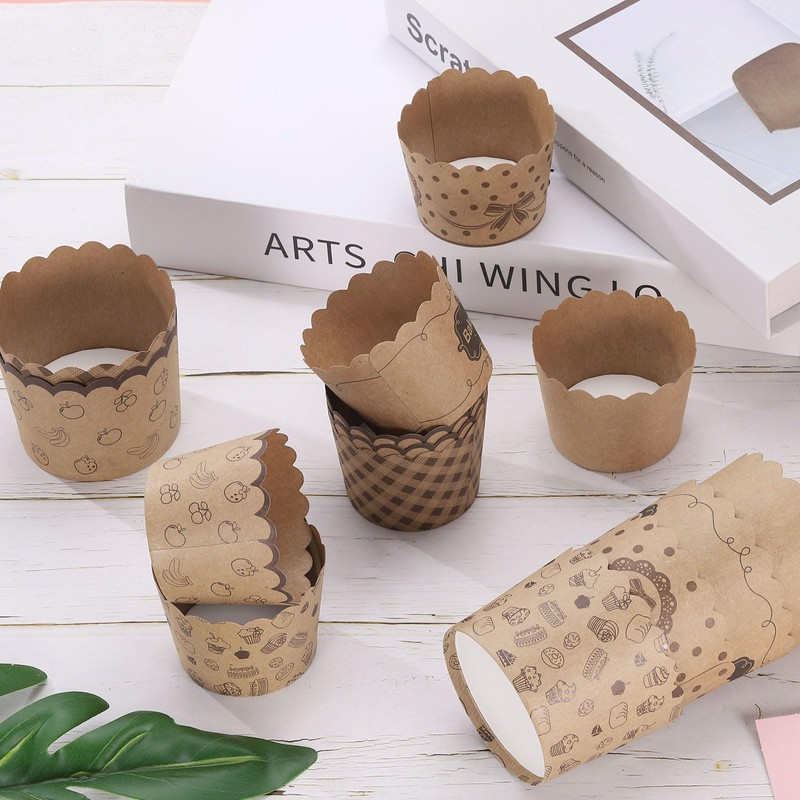 sourcing map 50Pcs Paper Baking Cups 6oz Brown Kraft Paper