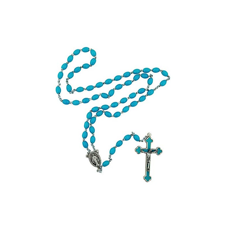 Catholic Rosary Beads with QuadLink Chain by Vatican Imports (Blue)