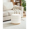 B FSOBEIIALEO Round Storage Ottoman with Tray, Folding Ottoman with