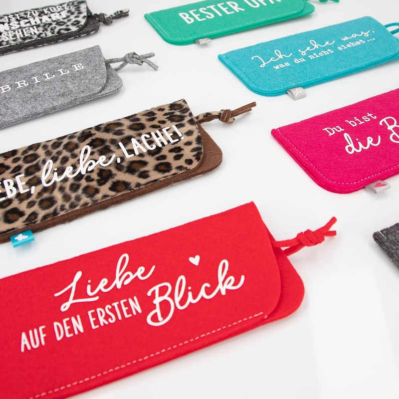 Depesche 11838-022 Felt Glasses Case in Red with the Inscription