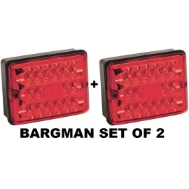 BARGMAN SET OF 2 (TWO) LED SINGLE TAILLIGHTS #86 SERIES W/ BLACK BASE TRAILER RV