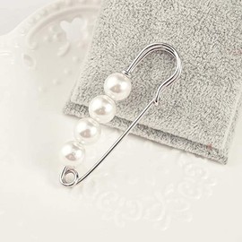 POFET Elegant Faux Pearl Safety Pin Brooch Pin Clip for Women Scarf Coat Dress