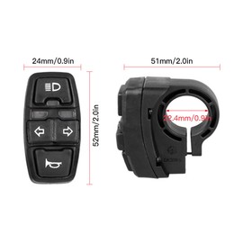 3-In-1 E-bike Headlight Turn Light Horn Switch Electric Scooter Handlebar Lamp Horn Turning Light Control Multi-Function Motorcycle Horn Turn Signal Light Switch