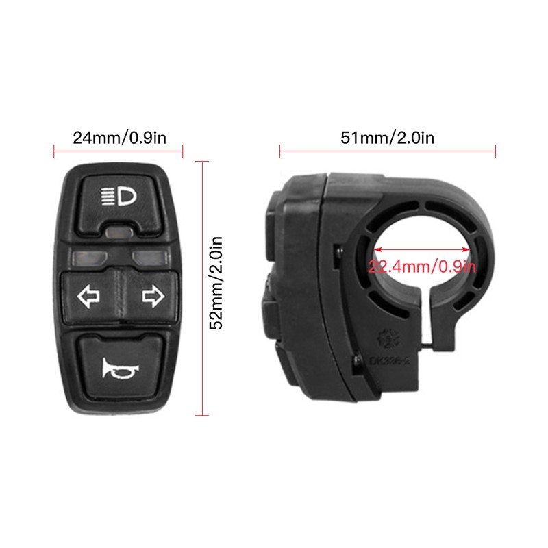 3-In-1 E-bike Headlight Turn Light Horn Switch Electric Scooter Handlebar
