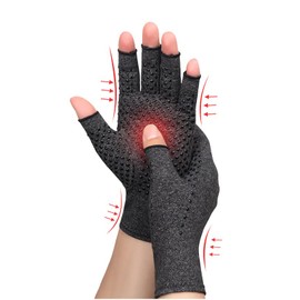BrightGlow 2 Pairs Osteoarthritis Gloves Compression Gloves Cycling Gloves Fingerless Padded Gloves Half Finger Outdoor Non-Slip Mittens Gloves Fingerless Glove for Sports, gray