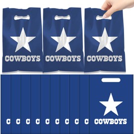 qhqqwzxqc 50 PCS Blue Cowboy Football Party Favor Bags Football Plastic Goodie Candy Gift Bags Sport Themed Party Supplies Decorations Cowboys Goodie Bags
