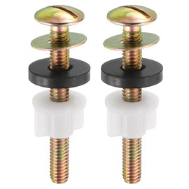 sourcing map 2Pcs Universal Toilet Seat Screws, Carbon Steel Heavy Duty Toilet Seat Bolts with Plastic Nuts and Metal Washers for Toilet Cover Maintenance and Fixing