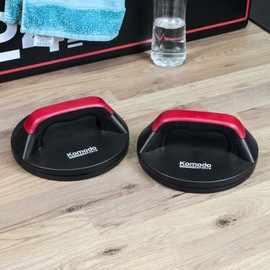 KOMODO Rotating Press Up Bars Push Ups Handles Grips (Red)