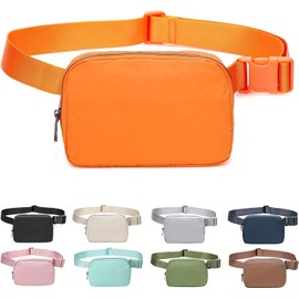 Unisex Mini Belt Bag with Adjustable Strap Crossbody Waist Bag for Workout Shopping Travelling Hiking (Orange)