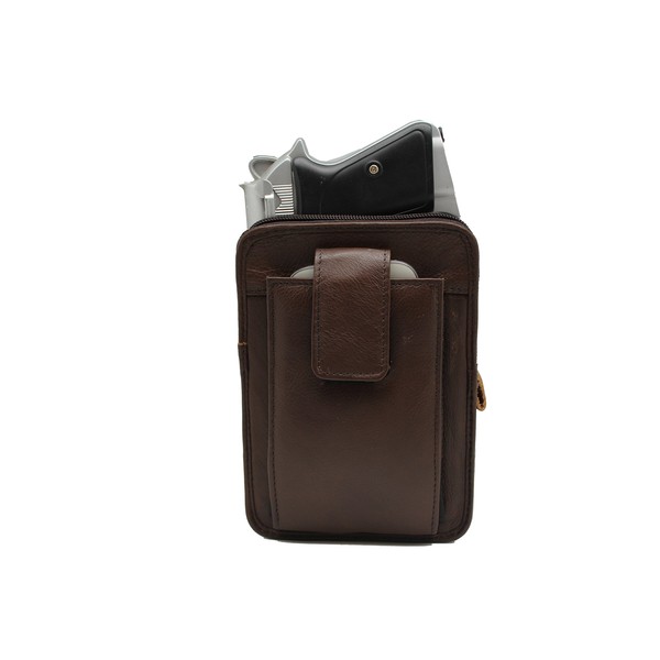 Leather Gun Belt Pack Holster Pouch (Brown JTC-531107L)