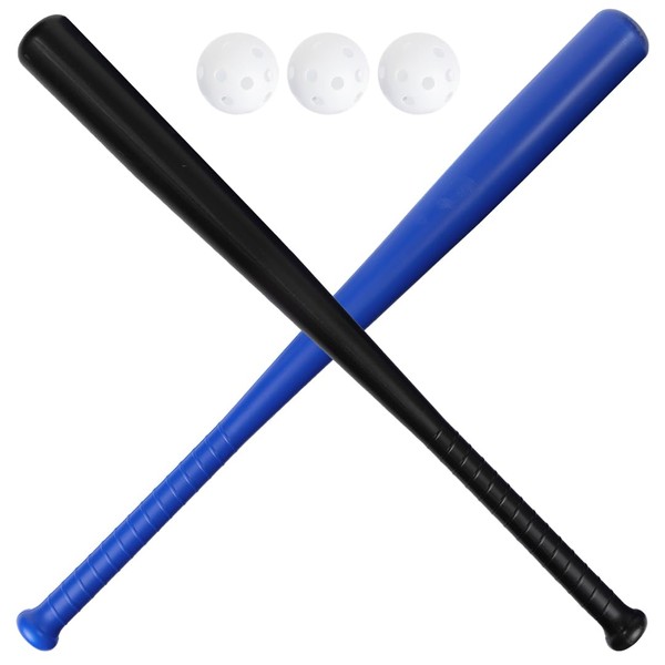 Plastic Toy Baseball Set for Kids - 2 Baseball Bats & 3 Plastic Balls - Very Fun Baseball Practice Set for Kids, Teenagers, Youths and Adults by Bezzi