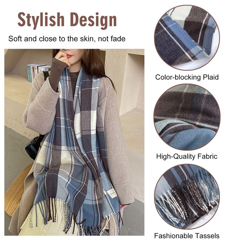 WUFGWBD 1 Piece Plaid Scarf, Retro Scarf, Versatile Scarf, Winter