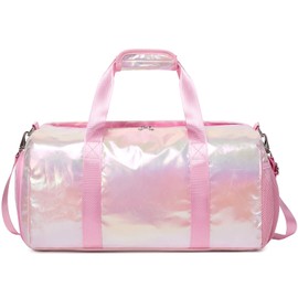 Laser Girl Sports Duffle Bag for Teens - Training, Yoga, Gym, Travel - Wet/Dry Separated Compartment & Shoes Pocket