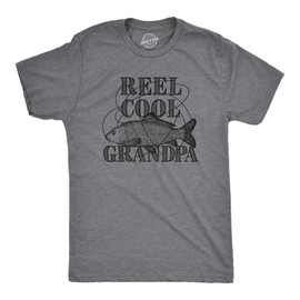 Crazy Dog Mens Reel Cool Grandpa T Shirt Funny Fathers Day Fishing Gift for Husband Fisherman Punny Jokes Dad Joke Humor Dark Heather Grey L