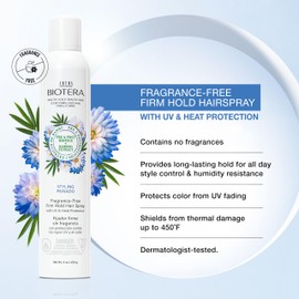 Biotera Styling Fragrance-Free Firm Hold Hair Spray | UV & Heat Protection | 50 VOC | Vegan & Cruelty Free | Paraben & Sulfate Free | Color-Safe | 9 Fl Oz