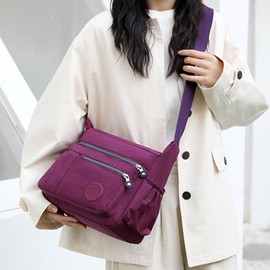 FAVORTALK Crossbody Bags for Women Ladies Purple - Multi Pocket Handbag Water Resistant Shoulder Bag with Multiple Pockets and Adjustable Strap for Hiking Daily Use - B39526