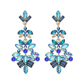 Clearine Statement Earrings Marquise Square Crystal Cluster Art Deco for Women, Crystal