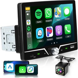 Single Din Car Stereo with Apple Carplay Android Auto, Sellrich 7 inch Touch Screen Bluetooth Car Radio with Mirror Link FM Radio USB/AUX/Type-C Ports+Backup Camera