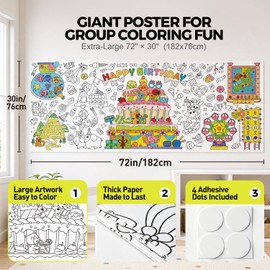 Jar Melo Giant Birthday Coloring Poster for Kids, 72 x 30 in