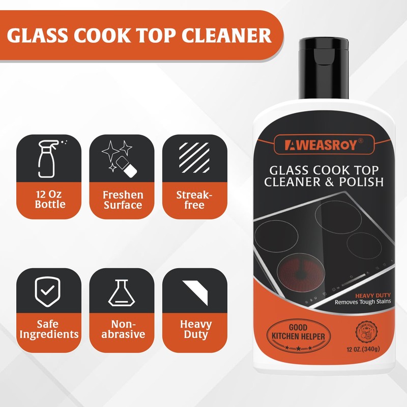 AWEASROY Glass Stove Top Cleaner Kit 12 oz, Cooktop Cleaner