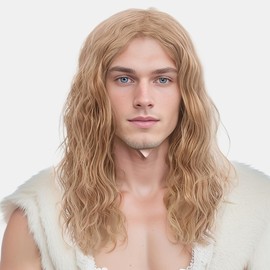STfantasy Mens Wig Long Wavy Mid Length Synthetic Hair for Male Cosplay Winter Soldier Costume (Blonde)