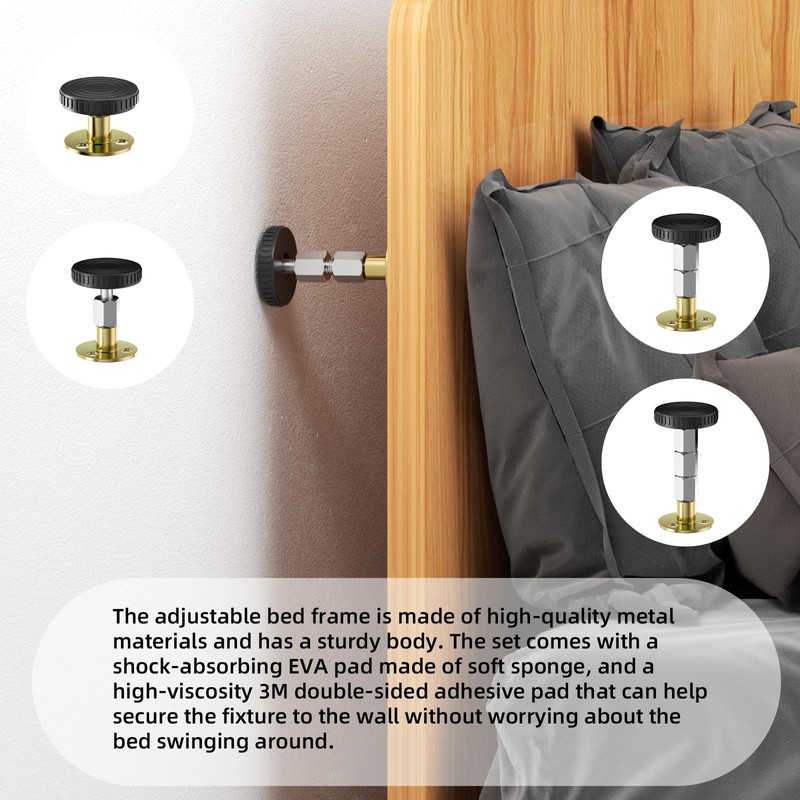 Pack of 8 Bed Frame, Anti Shake Spacer, Black, Adjustable