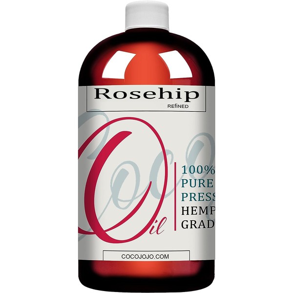 cocojojo Rosehip Oil - 100% Pure Natural Seed Oil Cold Pressed 16 oz Refined Premium Grade