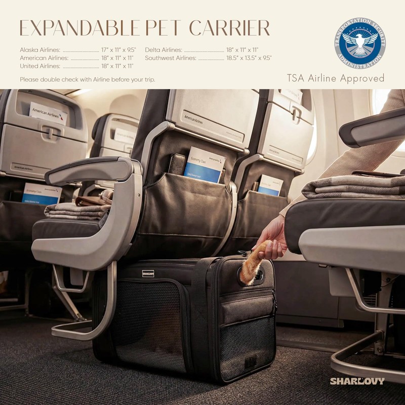 Top-Expandable Pet Carrier with Treat Pet Window,17x11x9.5 Airline Approved
