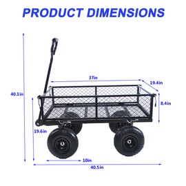 Wagon with Removable Sides Can be Used in Farms, Warehouses etc l Garden Dump cart- A Must-Have for Your Dream Garden Garden Essential(Black air Wheels)