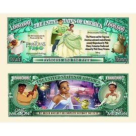 Anime Source The Princess and Frog Tiana Animated Musical Commemorative Novelty Million Bill with Semi Rigid Protector