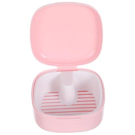 Baluue Box Box Case Holder Cleaning Container Aligner Soak Full Clear Pink Plastic