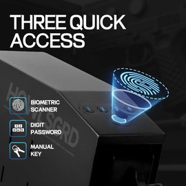 HOWLSGRD Biometric Slider Gun Safe Box for Handgun pistol,wall-mounted on Desk Nightstand with Fingerprint, PIN Code, KEY Access