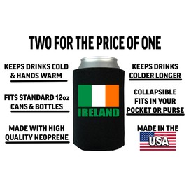 Ireland Flag Collapsible Beer Can Bottle Beverage Cooler Sleeves 2 Pack Gift Set Irish