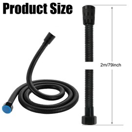 Shower Hose 2 m, Black Stainless Steel Shower Hose, Standard 1/2 Inch Connection Fits All Shower Heads, Shower Hose Black, Stainless Steel Shower Hose for Bathroom Fittings Replacement