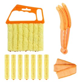10-Pack Window Blind Cleaner Set: Includes 1× 7-Finger Detail Brush, 1× Shutter Cleaning Brush, and Replacement Heads. Efficient for Blinds, Vents, Keyboards, and More.