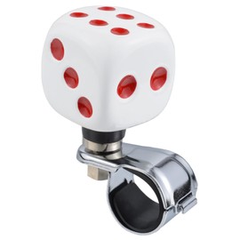 Lunsom Steering Wheel Spinner, Dice Shape Car Turning Wheel Knob Suicide Power Handle Driving Aid Turning Control Helper Fit Most Vehicle, Trucks (White)